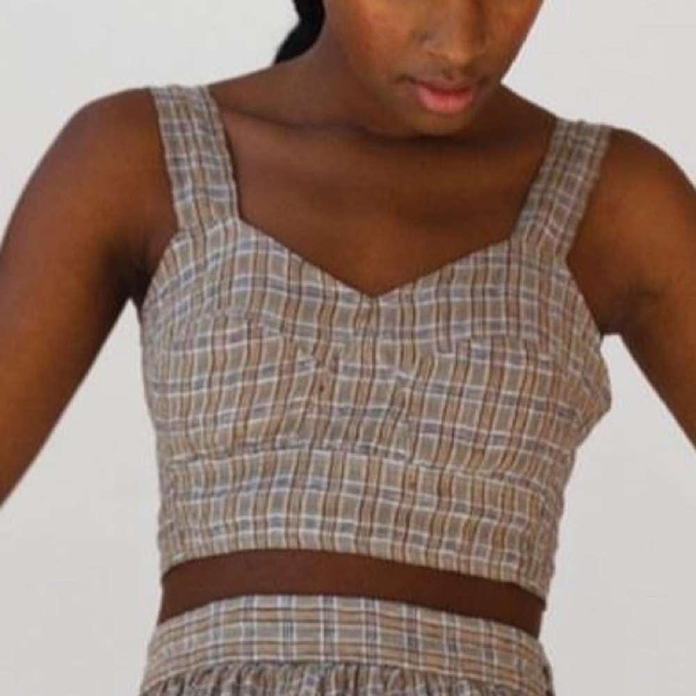 Caron Callahan Vivian Bralette in plaid gauze